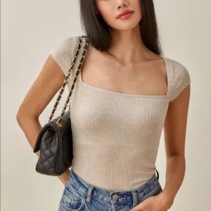 Reformation Bardot Top in Black